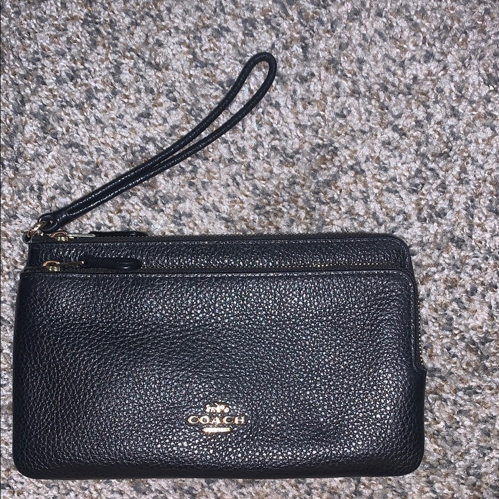 Coach Black Leather Wristlet